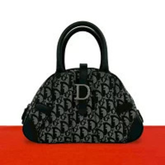 Dior Handbags - Christian Dior Double Saddle Bag Trotter Canvas Leather Handbag Black